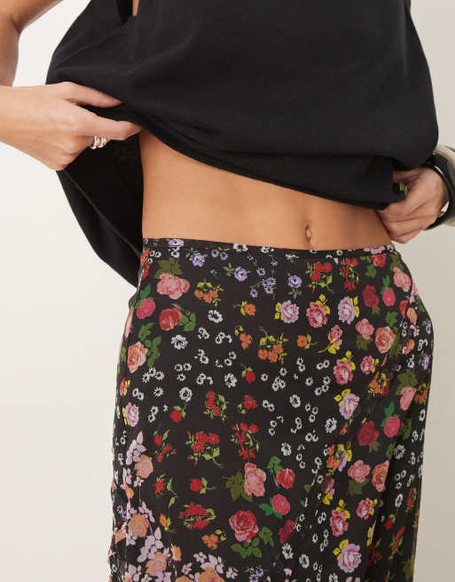 ASOS DESIGN - Maxi-rok van chiffon met ruches in bloemenprint, 4 van 5