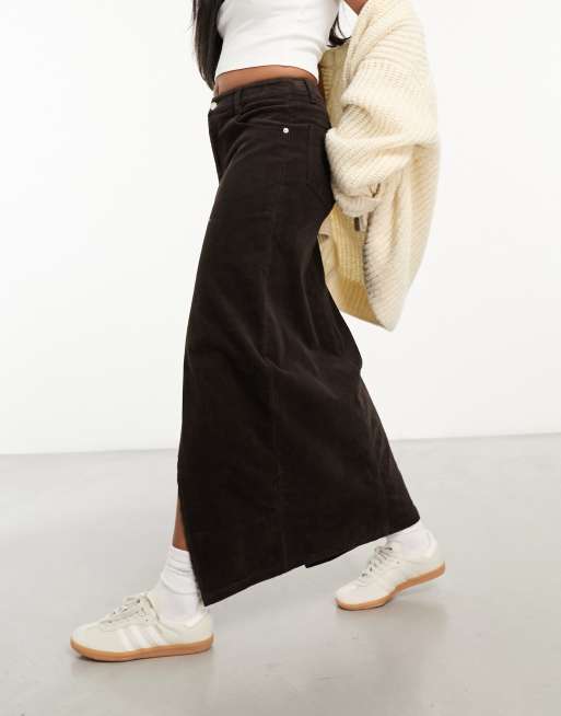 ASOS DESIGN - Maxi rok van corduroy in chocoladebruin, 4 van 4