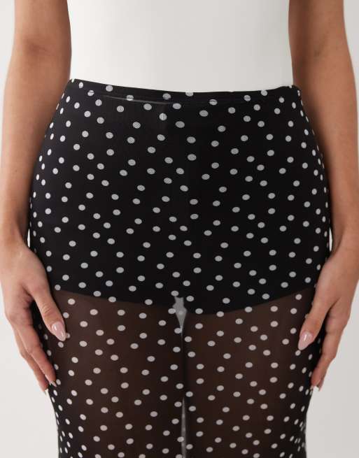 ASOS DESIGN - Maxi rok van doorschijnend mesh met stippen in zwart, 3 van 5