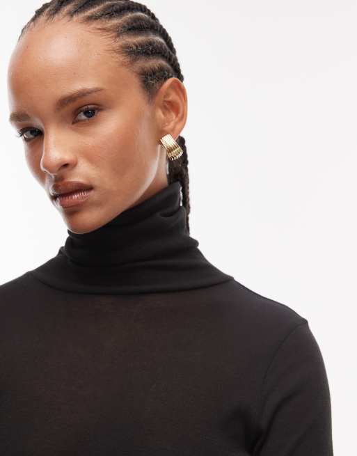 ASOS DESIGN maxi roll neck dress in black, 4 of 4