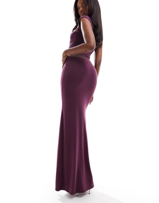 ASOS DESIGN – Maxi-Schlauchrock in dunklem Beerenrot, Kombiteil, 2 von 5