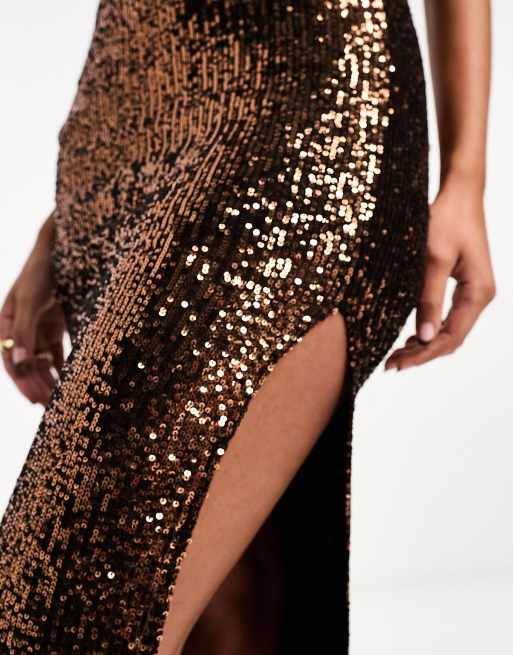 ASOS DESIGN double layer keyhole bodysuit in gold glitter