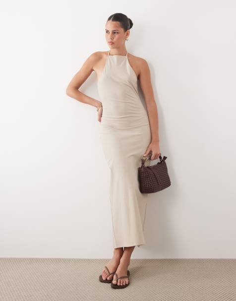 ASOS DESIGN maxi shift dress in neutral - view 1