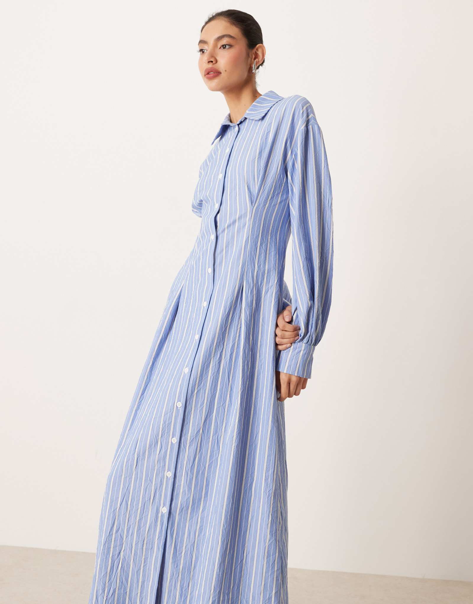 ДИЗАЙНЕРСКОЕ макси-платье-рубашка ASOS в синюю полоску