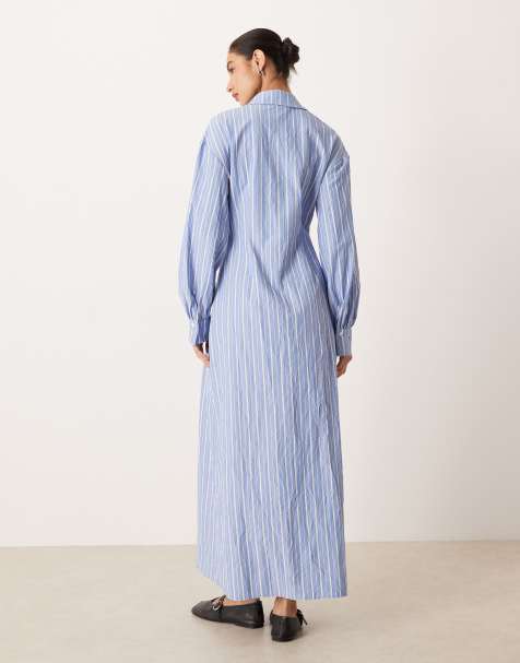 Dazajoo Womens Cotton Linen Shirt Dress 2025 Summer Casual Short Sleeve Lapel Midi Dresses Button V Neck Beach Dress Pocket Limited Time Deal Light B