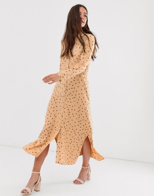 Polka dot maxi shirt dress sale