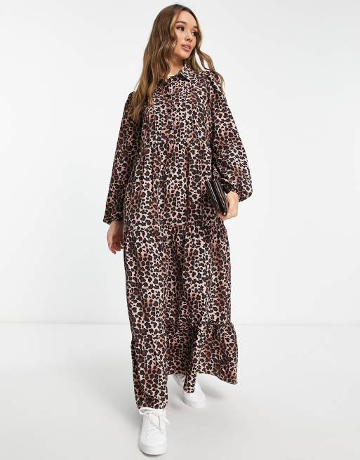 Asos leopard outlet print shirt dress