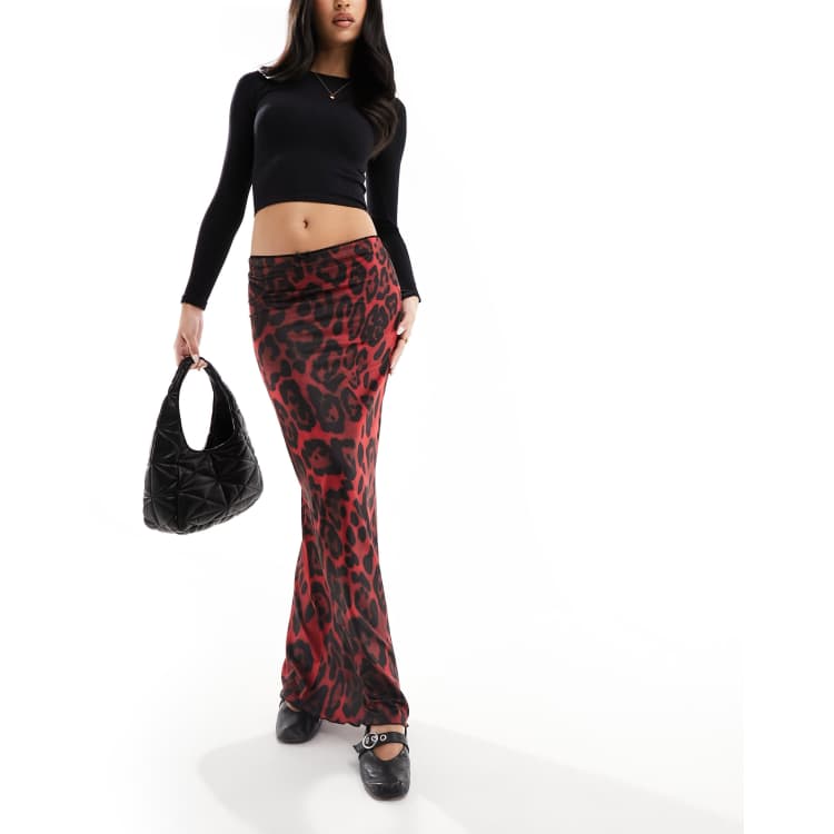 ASOS DESIGN maxi skirt in red leopard print ASOS