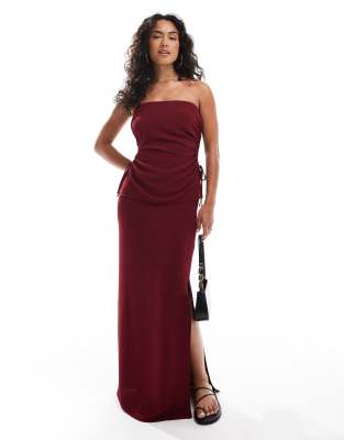 Asos Design Maxi Skirt In Burgundy