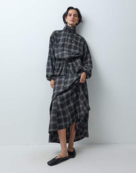 ASOS DESIGN maxi skirt set in mono check - view 1