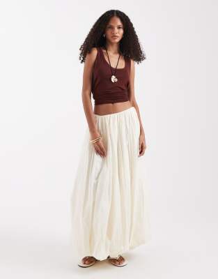 ASOS DESIGN maxi skirt with bubble hem in stone