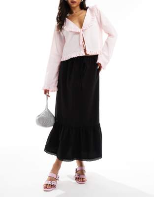 Asos Design Maxi Skirt With Deep Frill Hem