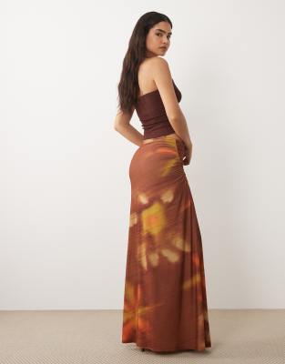 Макси-юбка ASOS DESIGN с драпировкой по бокам и принтом blurred sunset размытый закат