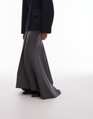 Asos Design Maxi Skirt With Fish Tail In Gray