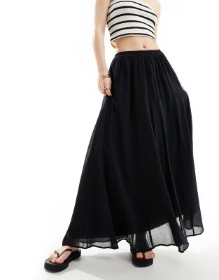 Asos Design Maxi Skirt With Godet Detail In Black