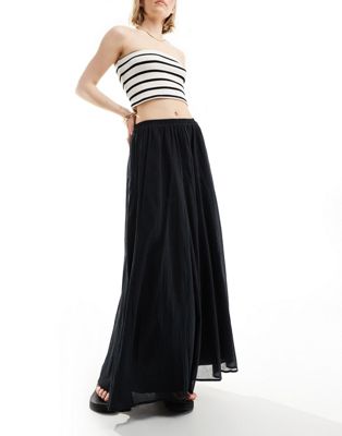 ASOS DESIGN maxi skirt with godet detail in black