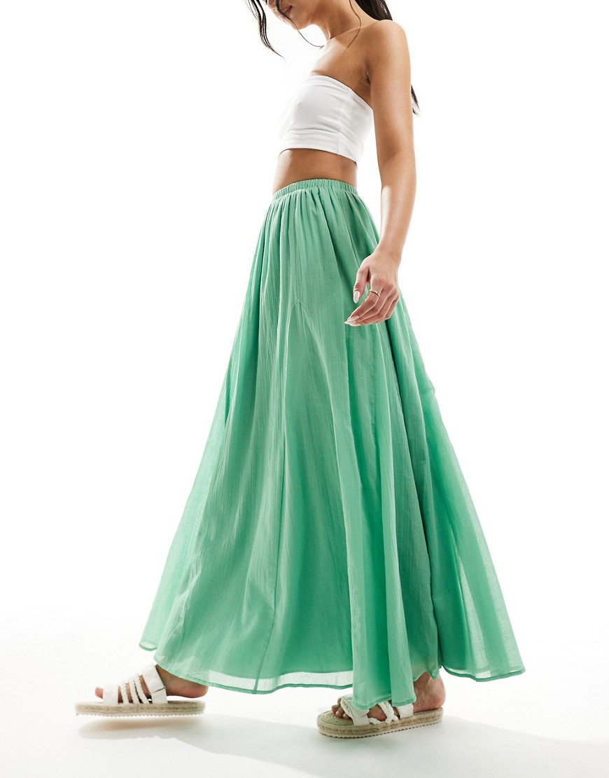ASOS DESIGN maxi skirt with godet detail in green