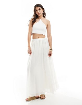 maxi skirt with godet detail in off white