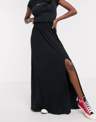 shirred waist maxi skirt