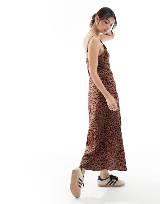 Asos design tie waist clearance maxi dress in animal print