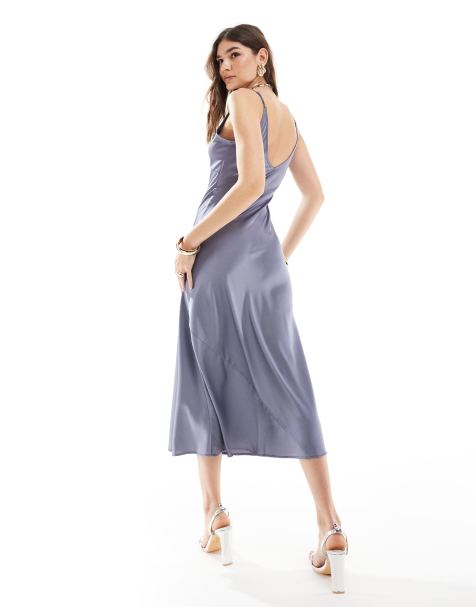 ASOS DESIGN - Maxi slipdress met hoge cups in blauw - view 1