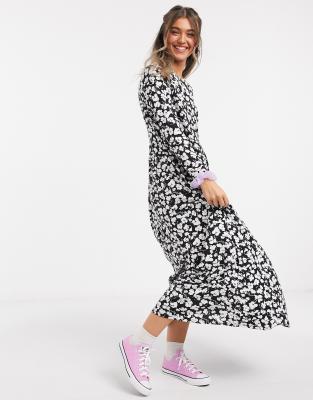 black and white smock dress