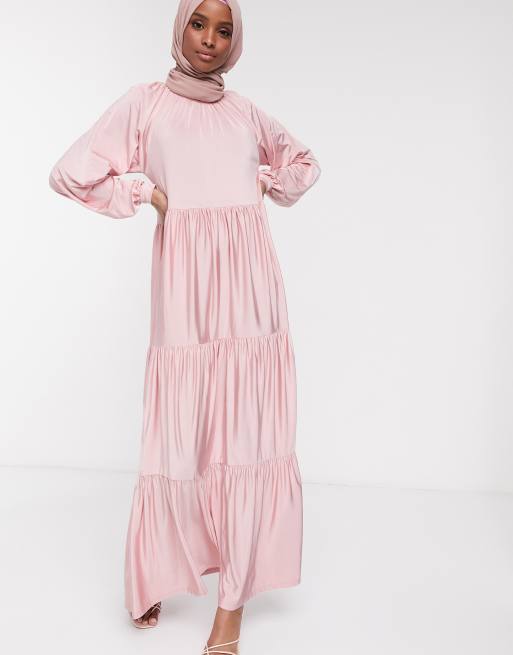 Asos pink smock outlet dress