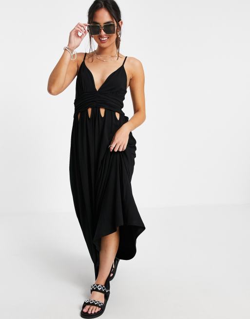 ASOS DESIGN maxi sundresses with cut out detail in black 