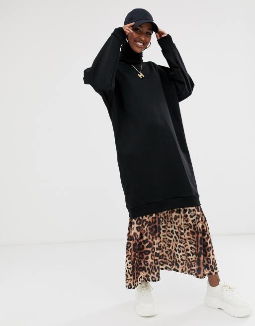 Leopard on sale sweatshirt dress