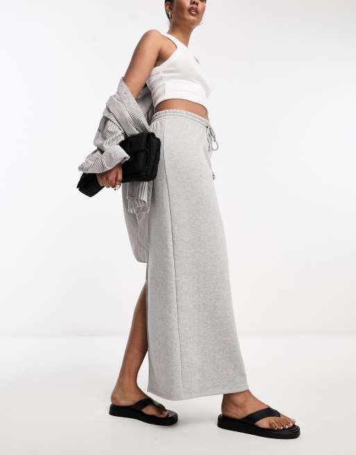 エイソス ASOS DESIGN maxi sweat skirt with back split in grey marl