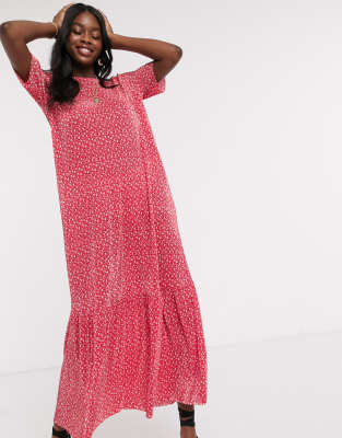 red ditsy maxi dress