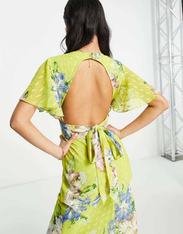 ASOS DESIGN maxi tea dress in jaquard with color pop floral print 1