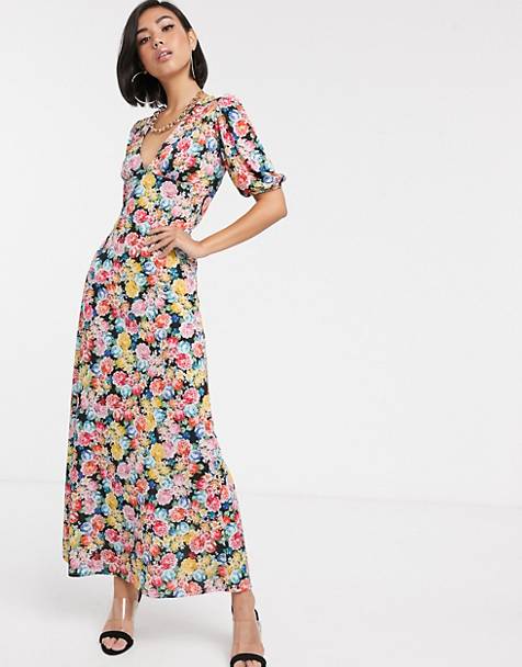 ASOS DESIGN maxi tea dress with strappy back in floral print
