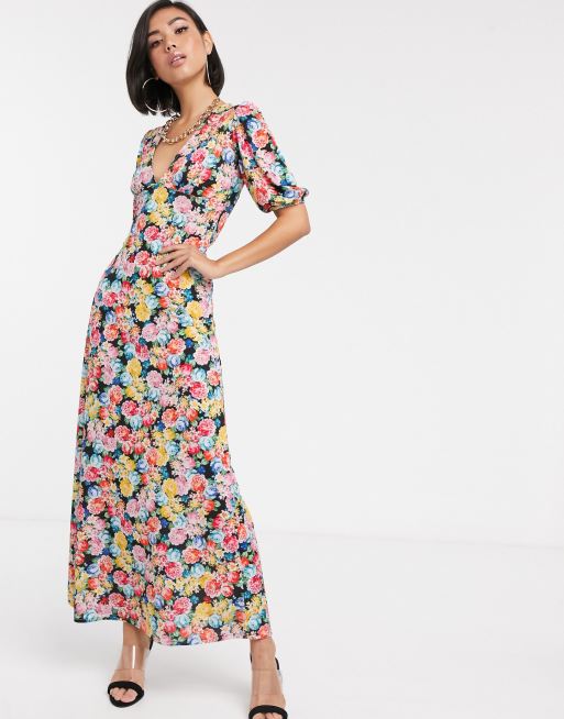 ASOS DESIGN maxi tea dress with strappy back in floral print | ASOS