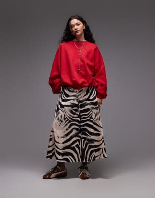 ASOS DESIGN - Maxi-Tellerrock mit großflächigem Zebramuster-Bunt