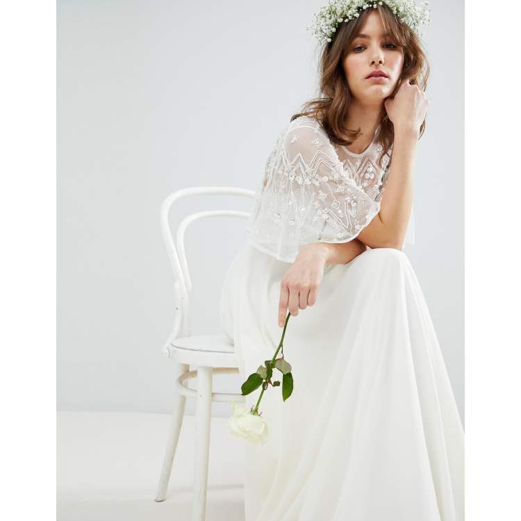 Asos edition cross front cape store wedding dress