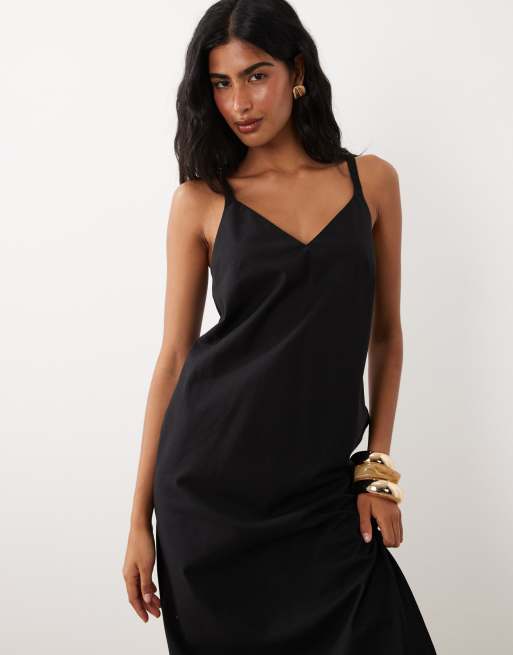 ASOS DESIGN - Maxi zonnejurk met camibandjes en schelpzoom in zwart , 2 van 4