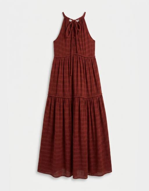 ASOS DESIGN - Maxi zonnejurk met halternek, stroken en chunky biezen in roestbruin , 6 van 8