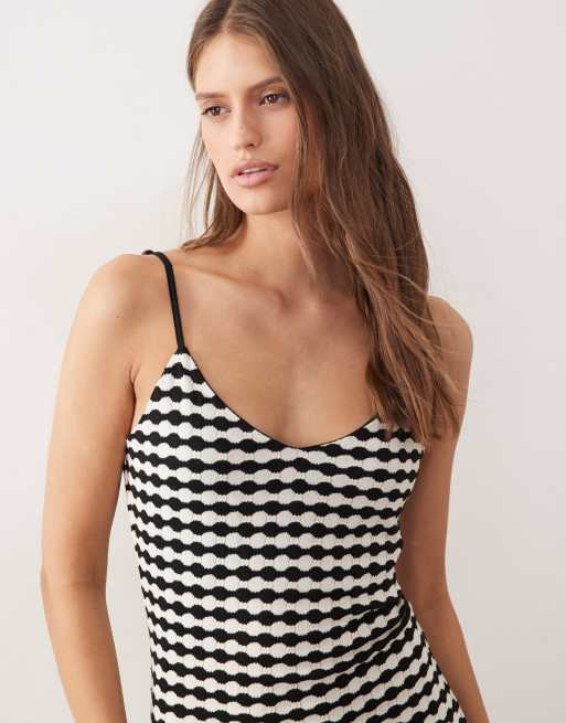ASOS DESIGN - Maxi zonnejurk van gehaakte jersey met zwart-witte strepen , 3 van 4
