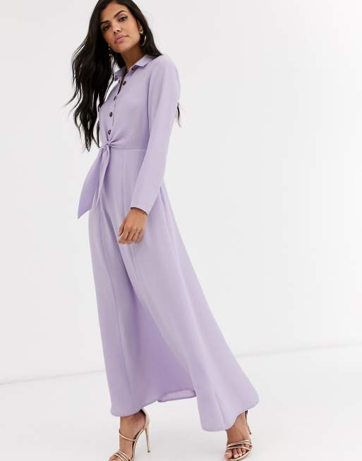 ASOS DESIGN – Maxihendkleid zum Knöpfen mit Wickeldesign