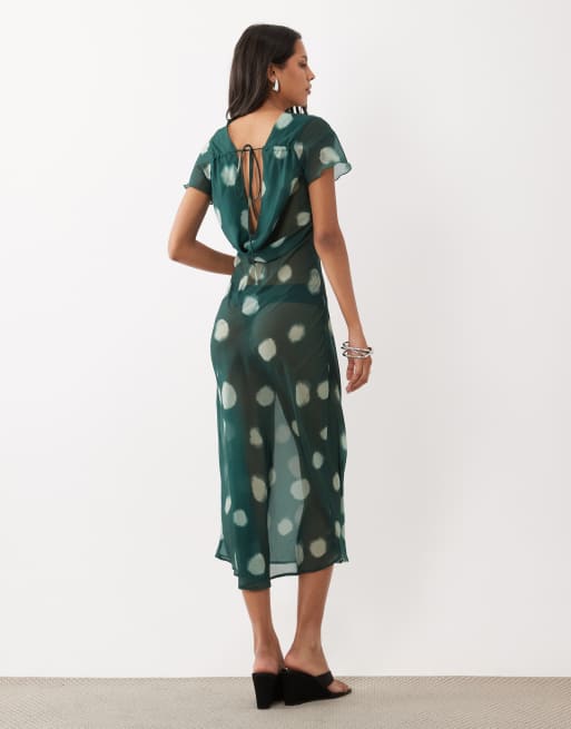 ASOS DESIGN maxikjole i chiffon med vandfaldsryg, 4 af 4