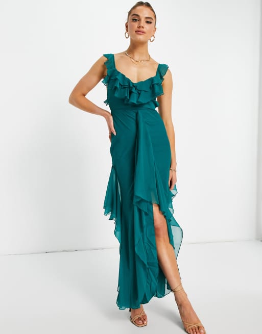 ASOS DESIGN - Maxikjole med flæsedetaljer og længere kant bagpå, 2 af 4