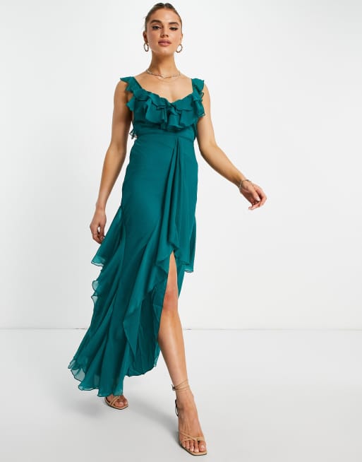 ASOS DESIGN - Maxikjole med flæsedetaljer og længere kant bagpå, 3 af 4