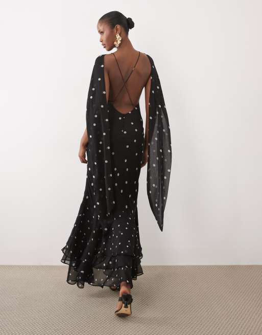 ASOS DESIGN - Maxikjole med halterneck, tørklædedetalje, flæsekant og blomstermønster, 4 af 4