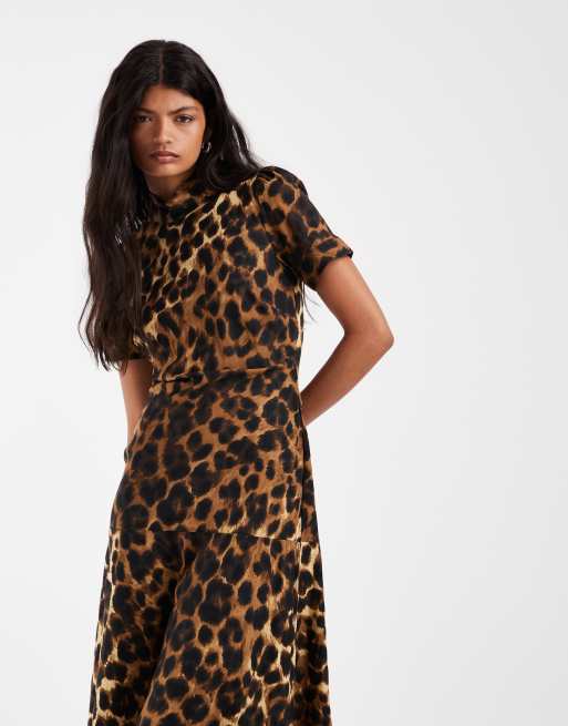 ASOS DESIGN maxikjole med høj hals og korte ærmer i leopardprint, 2 af 4