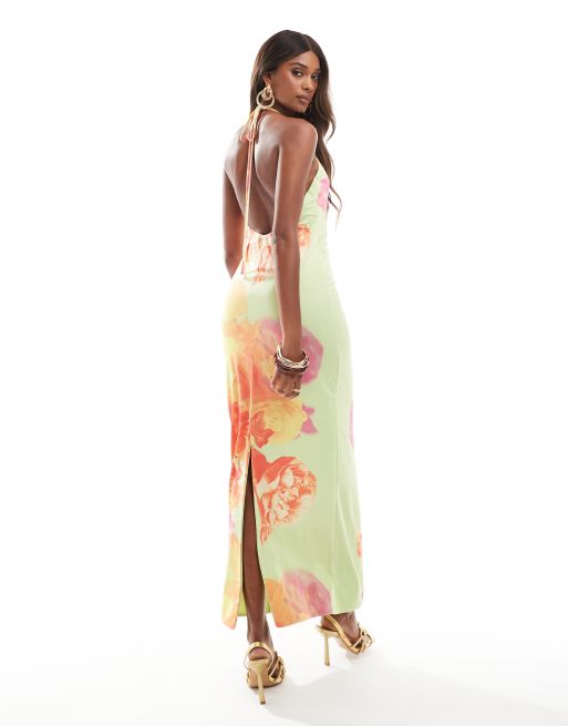 ASOS DESIGN - Maxikjole med krydsende knudestropper i farverigt blomsterprint, 3 af 4