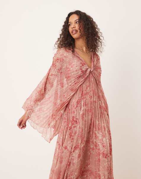 ASOS DESIGN - Maxikjole med plisseringer, snoning foran og småblomstret print i chiffon - view 1
