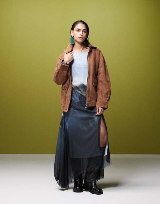 ASOS DESIGN - Maxikjole med rå kant og dyb vandfaldsudskæring bagpå samt hesteprint, 4 af 4