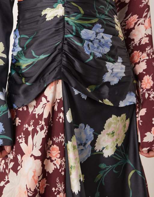 ASOS DESIGN - Maxikjole med rynket overstykke og blandet blomstermønster, 4 af 4