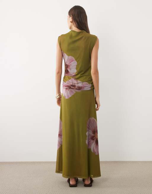 ASOS DESIGN maxikjole med ståkrave, sænket talje og blomsterprint, 4 af 4